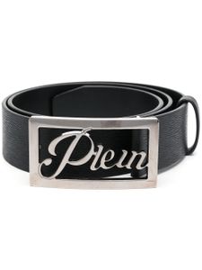 Philipp Plein ceinture en cuir Saffiano à boucle logo - Noir