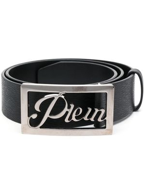 Philipp Plein ceinture en cuir Saffiano à boucle logo - Noir