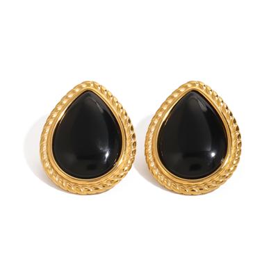 Vintage oorbellen goud met zwart