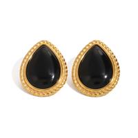 Vintage oorbellen goud met zwart