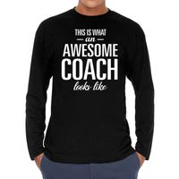 Awesome coach cadeau t-shirt long sleeves zwart heren - thumbnail