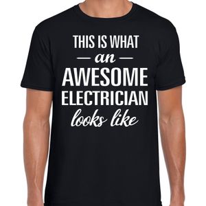 Awesome electrician / elektricien cadeau t-shirt zwart heren