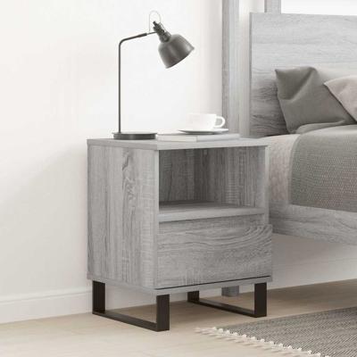 Nachtkastje 40x35x50 cm bewerkt hout grijs sonoma eikenkleurig