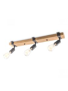 Light depot - plafondlamp Denton 3L - hout / burned metal - Outlet