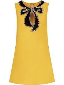 Oscar de la Renta robe courte à ornements en cristal - Jaune