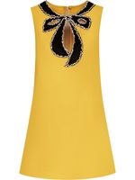 Oscar de la Renta robe courte à ornements en cristal - Jaune Oscar de la Renta robe courte à ornements en cristal - Jaune