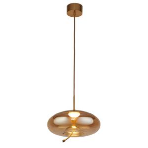 Searchlight Hanglamp Glas Lisbon roodkoper met amber rondglas 75131-1AM