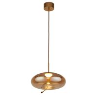 Searchlight Hanglamp Glas Lisbon roodkoper met amber rondglas 75131-1AM