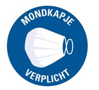 Sticker : Mondkapje Verplicht (blauw-wit) dia 150mm