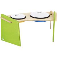 Nino Percussion NINO965 kinder handtrommel set met houten onderstel - thumbnail