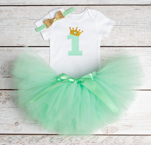 Cakesmash outfit kleding - 1 in groen