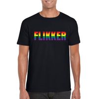 Flikker regenboog tekst shirt zwart heren