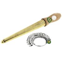 Houten handvat metalen koperen Ring Sizer as vinger Sizing Stick HK grootte: 1-33