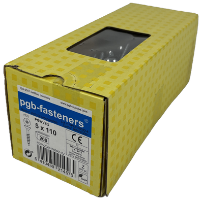 pgb-Europe PGB-FASTENERS | Spaanplaatschroef VZK-Z Ø 5,0x110 Zn | 200 st - PGWVZG001005001102