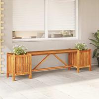 Tuinbank met 2 bloembakken 150x30x40 cm massief acaciahout - thumbnail