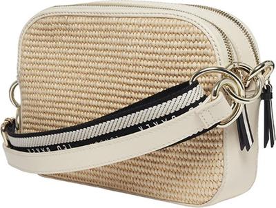 TED BAKER STELIO BRANDED WEBBING FAUX RAFFIA CAMERA BAG-Ecru