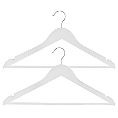 Set van 10x stuks houten kledinghangers wit 44 x 24 cm Set van 10x stuks houten kledinghangers wit 44 x 24 cm