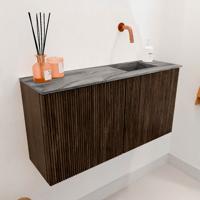 Toiletmeubel Mondiaz Joya Dlux | 80 cm | Meubelkleur Walnut | Faye wastafel Sombra Wasbak Rechts | Zonder kraangat(en)