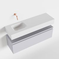 Toiletmeubel Mondiaz Andor | 100 cm | Meubelkleur Cale | Lex vrijhangend wastafel Talc Links | Zonder kraangat