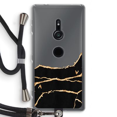 Gouden marmer: Sony Xperia XZ2 Transparant Hoesje met koord