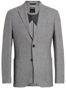 Zegna blazer en laine mélangée à simple boutonnage - Gris