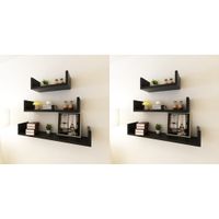 vidaXL Wandplanken 6 st zwart - thumbnail