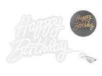 LED Neon bord - Happy Birthday Wit (40x29,5cm)