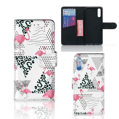 Huawei P20 | Telefoonhoesje | Met pasjeshouder | Flamingo Triangle