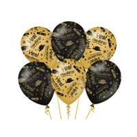 Geslaagd thema party Ballonnen - 6x - zwart/goud - You did it