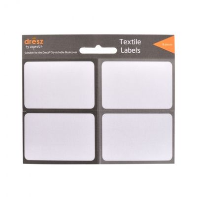 Dresz etiketten textiel wit/grijs 8 stuks