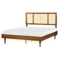 Beliani-AURAY-Tweepersoonsbed LED-Lichthout-160 x 200 cm-Rubberhout