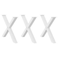Eettafelpoten 3 st X-vormig 90x(72-73) cm staal wit