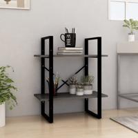 Boekenkast met 2 schappen 60x30x70 cm massief grenenhout grijs - thumbnail