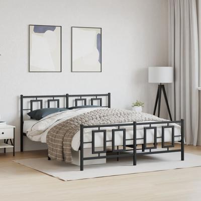 Bedframe met voetbord zonder matras metaal zwart 160x200 cm