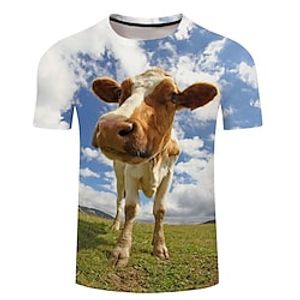 Voor heren Uniseks T-shirt T-shirts Koe Grafische prints Strakke ronde hals Geel Lichtgroen blauw 3D-afdrukken Grote maten Casual Dagelijks Korte mouw 3D-afdrukken Kleding Ontwerper Basic Groot en Lightinthebox