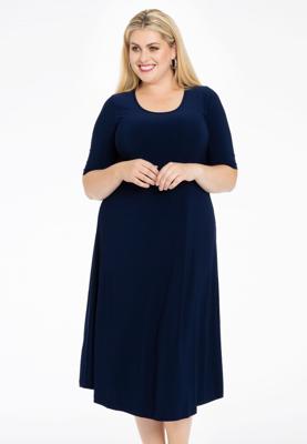 Yoek Maxi jurk wijd | Blauw | Maat 50/52