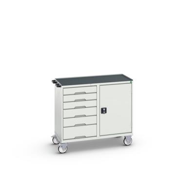 Bott Verso Mobiele Kast | 1050x550x965mm | 6 Laden | 1 Deur | Top Tray | RAL 7035 - 16927125.16