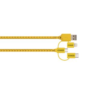 Schwaiger USB-kabel USB 2.0 USB-A stekker, USB-C stekker, Apple Lightning stekker, USB-micro-B stekker 1.20 m Zwart, Geel Met metermarkering WKU310 511
