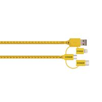 Schwaiger USB-kabel USB 2.0 USB-A stekker, USB-C stekker, Apple Lightning stekker, USB-micro-B stekker 1.20 m Zwart, Geel Met metermarkering WKU310 511 - thumbnail