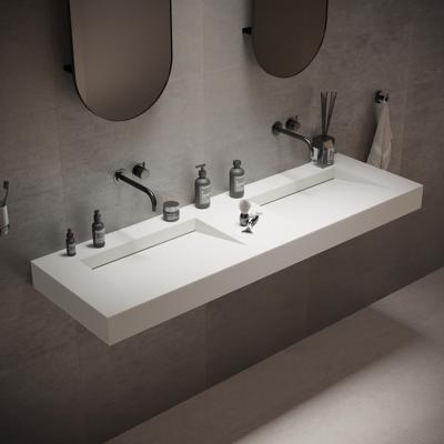 Wastafel Dubbel Ideavit Solidsquare 150x46x10 cm Solid Surface Mat Wit