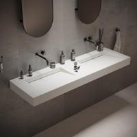 Wastafel Dubbel Ideavit Solidsquare 150x46x10 cm Solid Surface Mat Wit