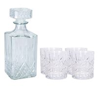 Atmos Fera glazen whisky/water karaf 900 ml met 4x whiskyglazen 230 ml - thumbnail