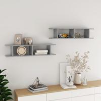 Wandschappen 2 st 90x18x20 cm bewerkt hout betongrijs