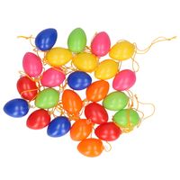 24x Gekleurde plastic/kunststof decoratie eieren/Paaseieren 4 cm   - - thumbnail