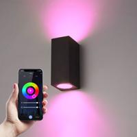 Selma Smart Wandlamp LED - Wifi + Bluetooth - 11 Watt 690 lumen - Dimbaar - RGBWW - IP65 waterdicht - GU10 - Up Down lamp - Zwart - Google Home, Amazon Alexa en Siri