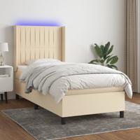Boxspring met matras en LED stof crèmekleurig 100x200 cm