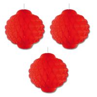 Lampion Aziatisch thema - Set van 3x stuks - rood - 30 cm - decoratie lampion - Azie