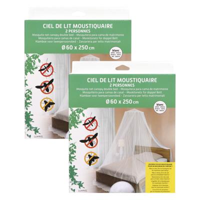 Luance tweepersoons hemelbed klamboe - 2x - wit - 60 x 250 cm - mesh