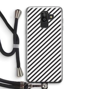 Strepen zwart-wit: Samsung Galaxy J8 (2018) Transparant Hoesje met koord