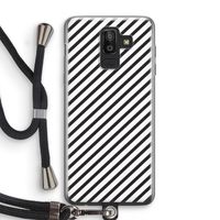 Strepen zwart-wit: Samsung Galaxy J8 (2018) Transparant Hoesje met koord